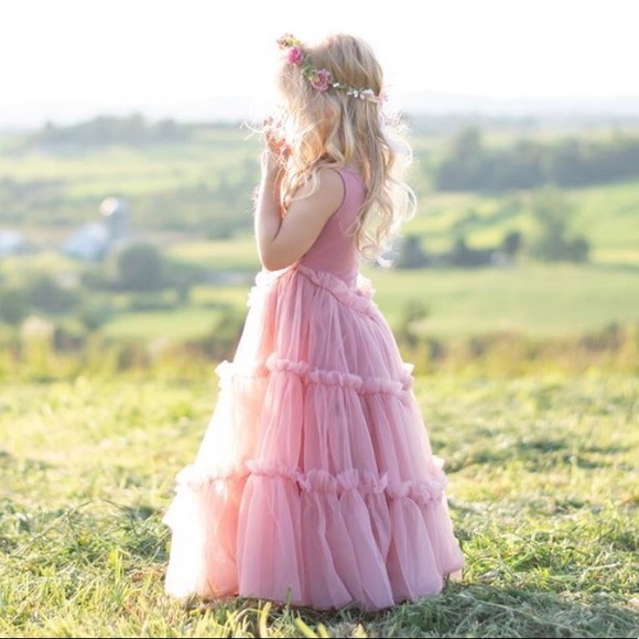 One Left in 7/8. PRICE FIRM - NWT Pink Tiered Princess Girls Fluffy Tulle Dress - Picture 3 of 10